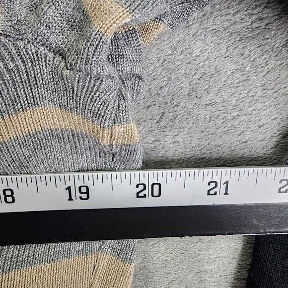 Womens Gray Tan Black Striped Open Front Long Cardigan By RED Long Sleeve XL - Picture 9 of 11